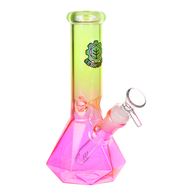 SeshGear Diamond Ombre Beaker Bong | Neon Green to Pink Gradient