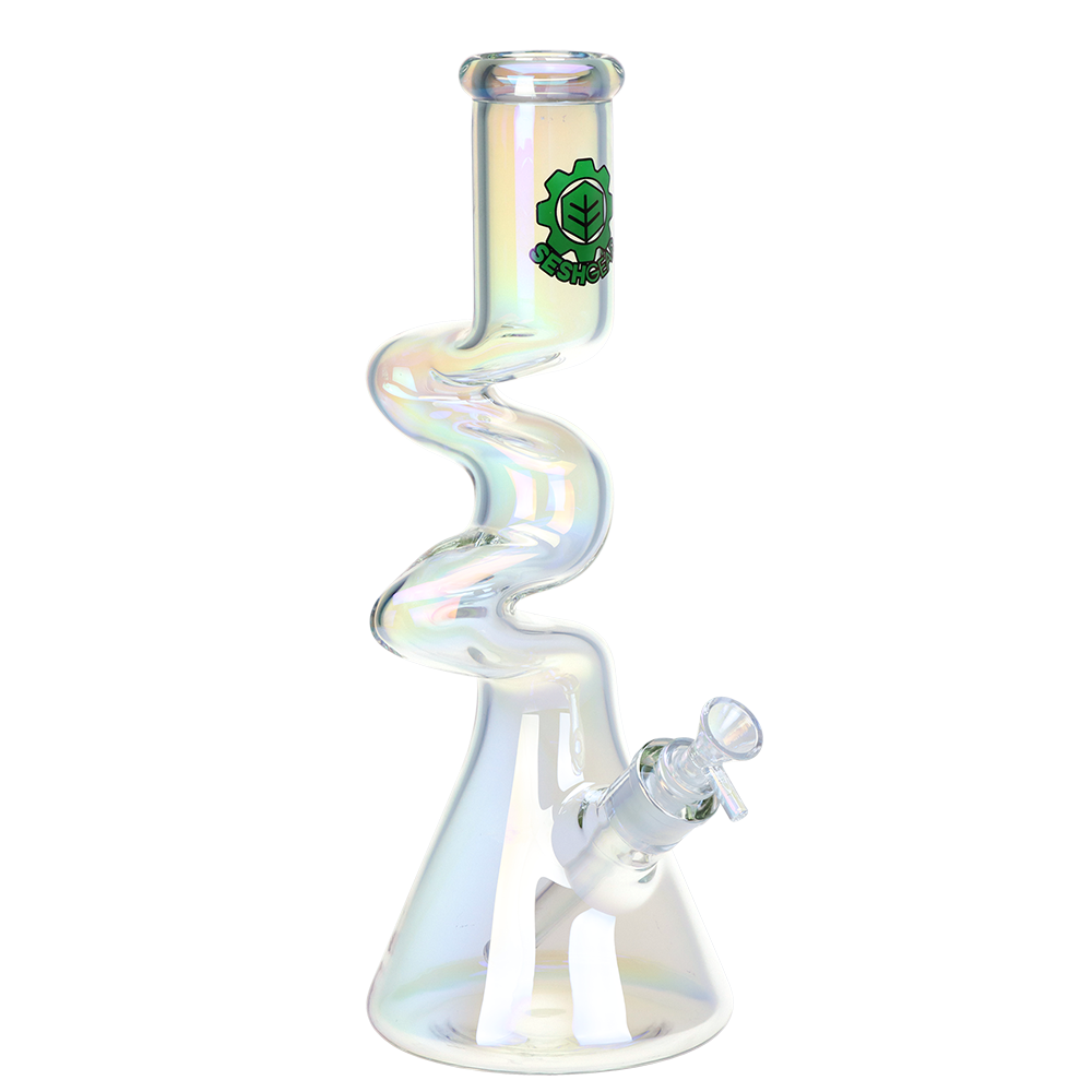 SeshGear Electro Zig Zag Beaker Bong | White