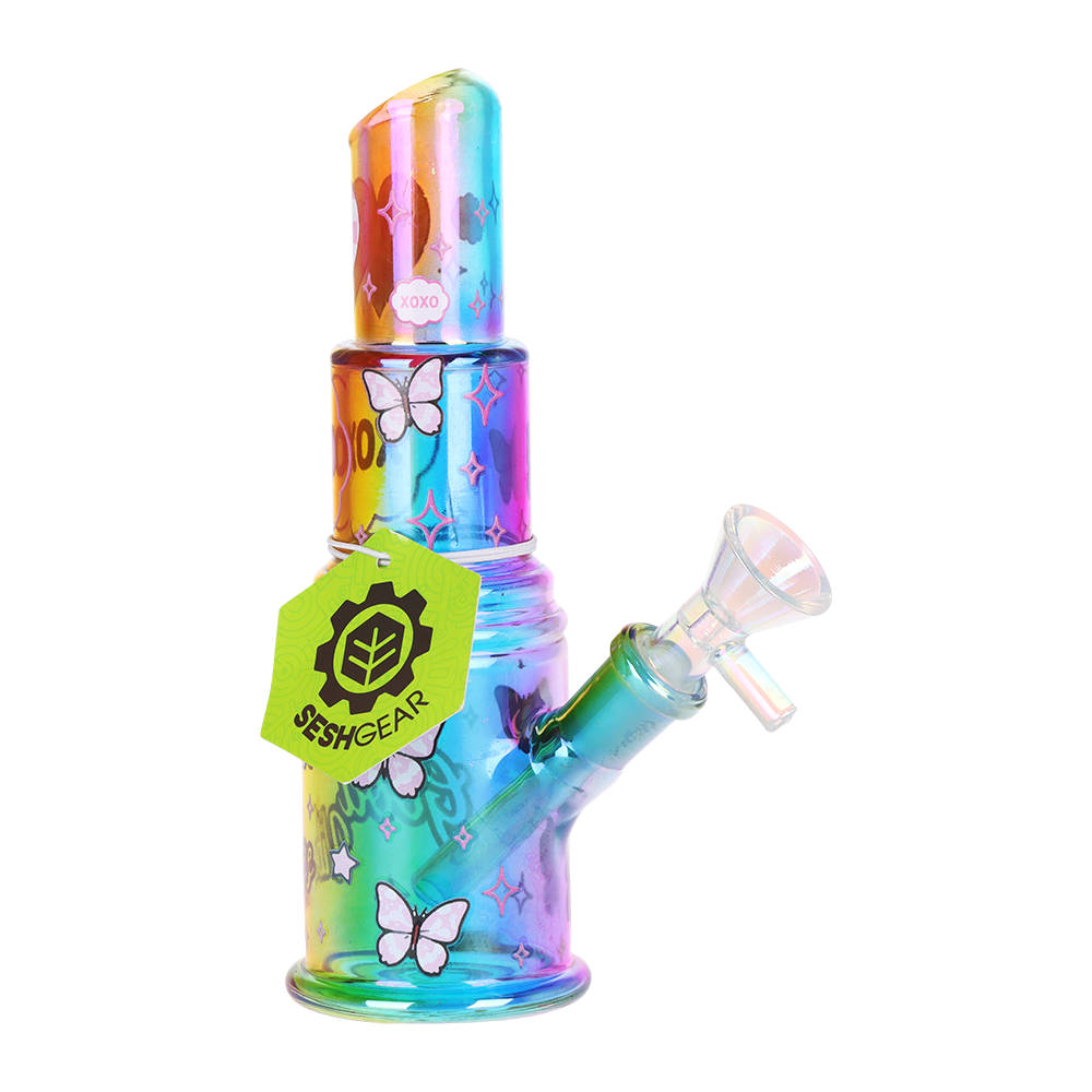 SeshGear Electroplated Lipstick Bubbler | Front View with Tag