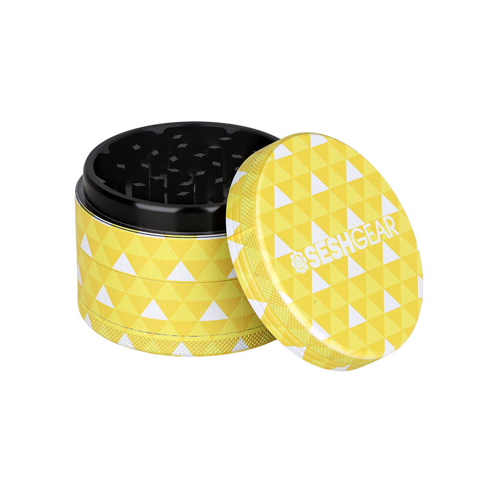 SeshGear Famous Kimono Grinder | 4pc | 2.5" | Yellow Triangle