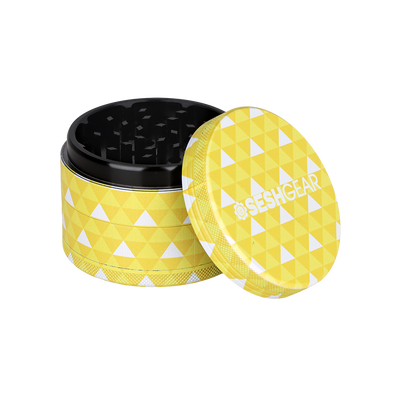 SeshGear Famous Kimono Grinder | 4pc | 2.5" | Yellow Triangle
