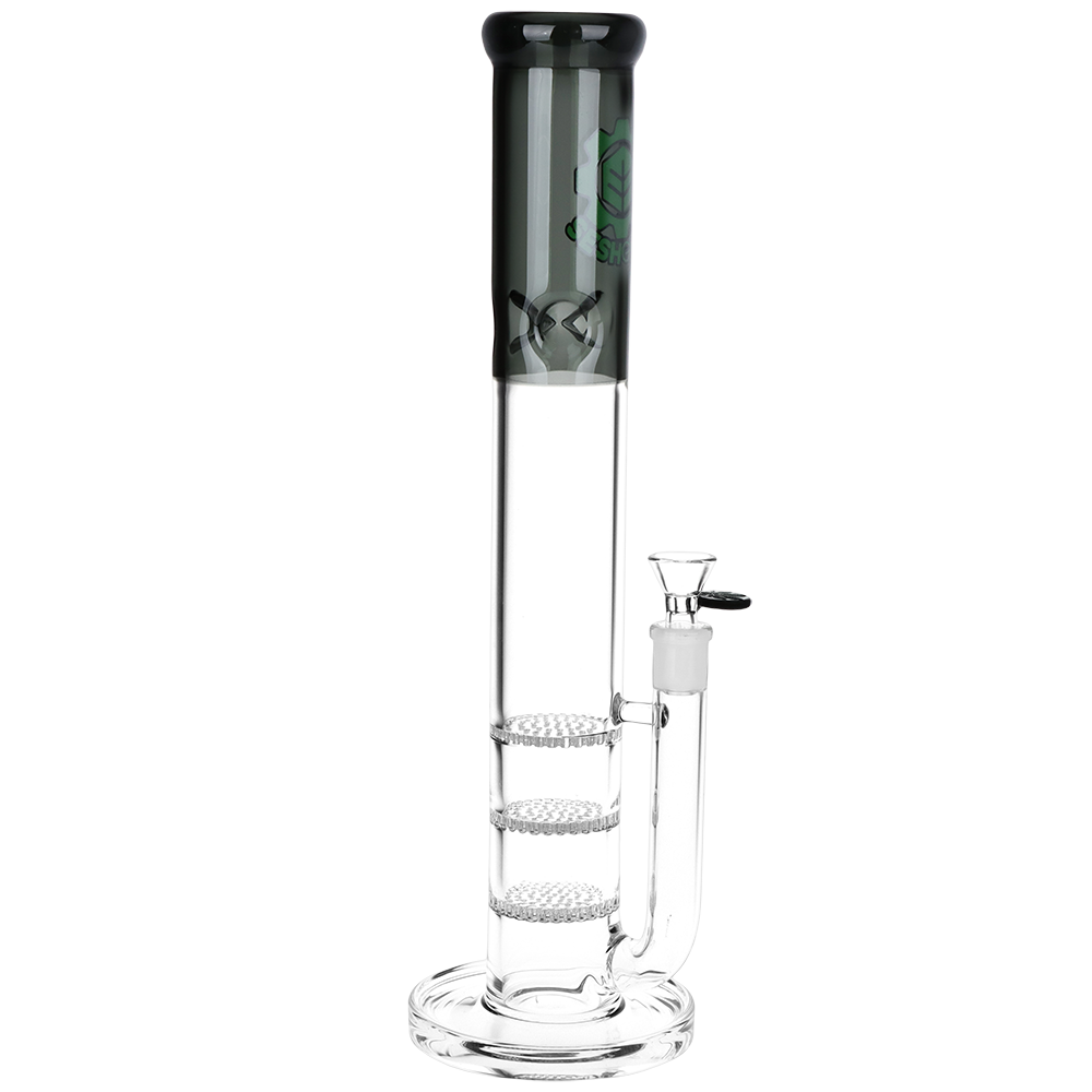 SeshGear Honeycomb Stack Straight Tube Bong | Gray | Front View