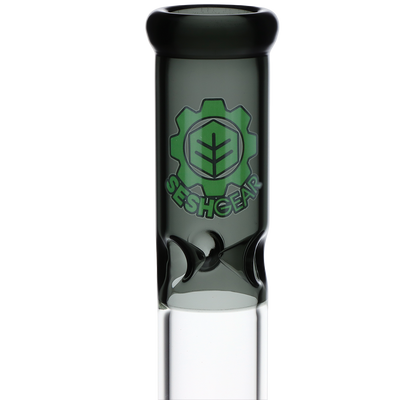 SeshGear Honeycomb Stack Straight Tube Bong | Logo & Ice Catcher Close View