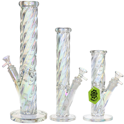SeshGear Iridescent Twist Straight Tube Bong | Different Sizes Group