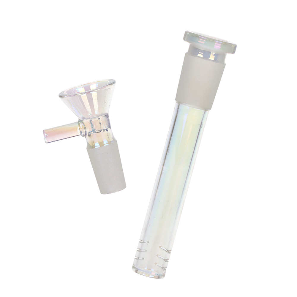 SeshGear Iridescent Twist Straight Tube Bong | Matching Herb Slide & Downstem