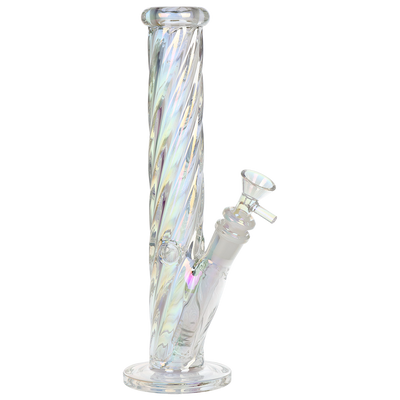 SeshGear Iridescent Twist Straight Tube Bong | Medium Size | Front View