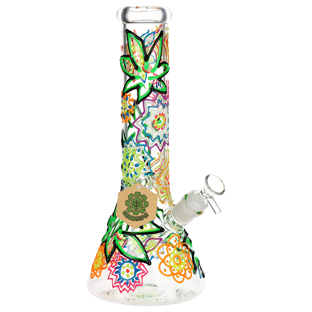 SeshGear Mandala Pot Leaf Beaker Bong | Front
