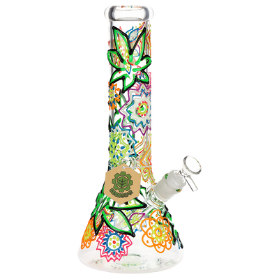 SeshGear Mandala Pot Leaf Beaker Bong | Front