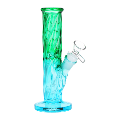 SeshGear Ombre Twist Straight Tube Bong | Green Blue Gradient