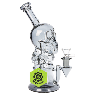SeshGear Stacked Skulls Electroplated Bong | Side View