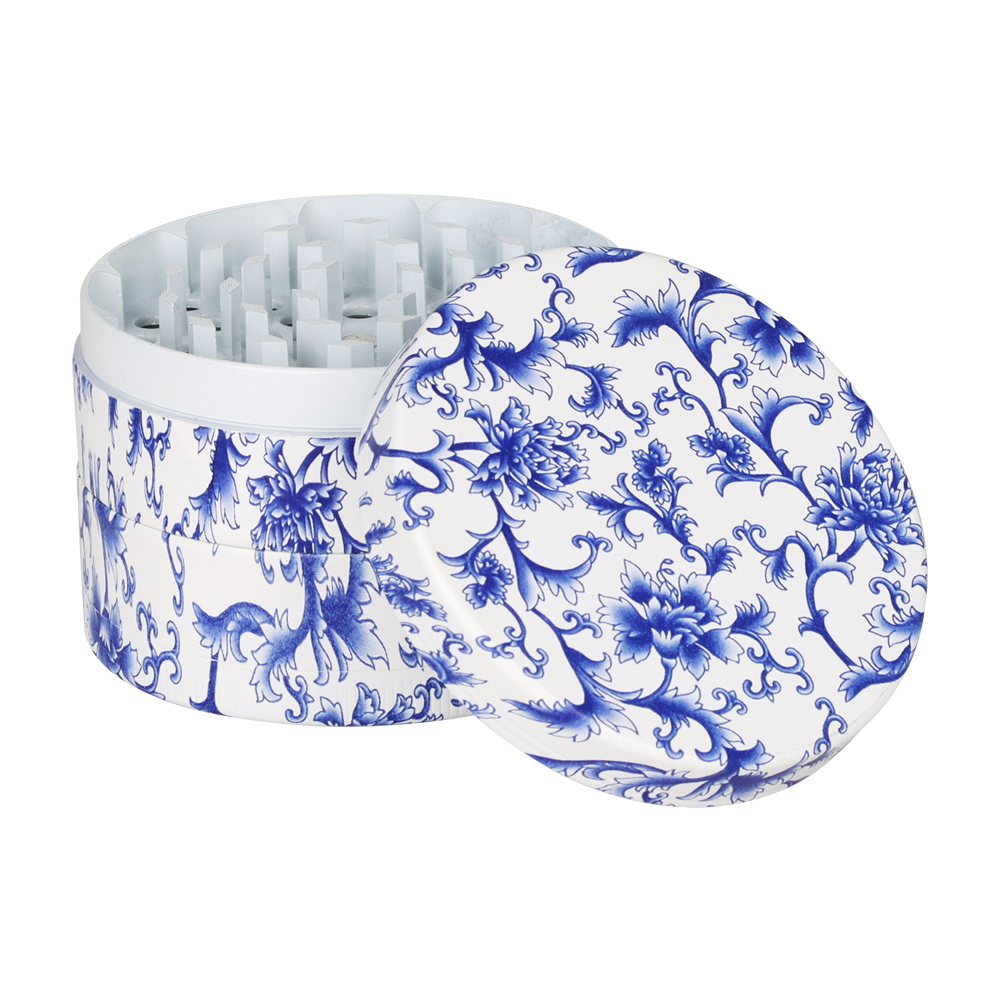 SeshGear Vintage China Print Grinder | Blue & White | Open View