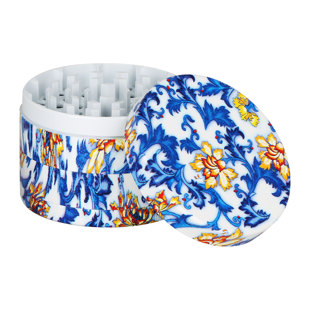 SeshGear Vintage China Print Grinder | Blue & Yellow | Open View