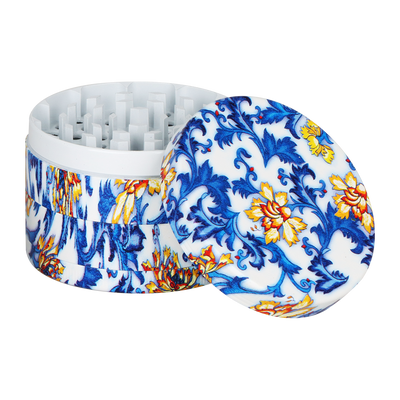 SeshGear Vintage China Print Grinder | Blue & Yellow | Open View