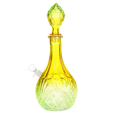 SeshGear Water Drop Vintage Decanter Bong | Ombre Yellow Green | Back View