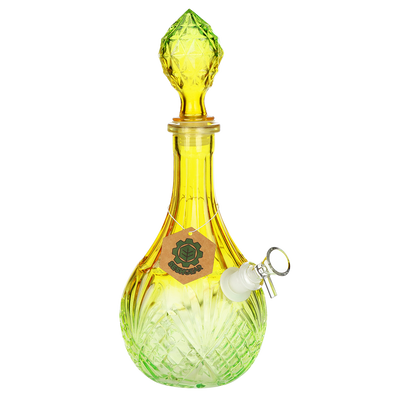 SeshGear Water Drop Vintage Decanter Bong | Ombre Yellow Green | Front View