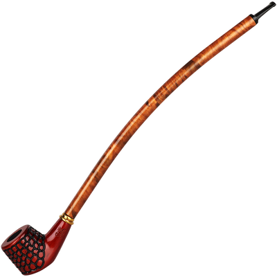 Shire Pipes Engraved Churchwarden Smoking Pipe | The Connoisseur | Brown