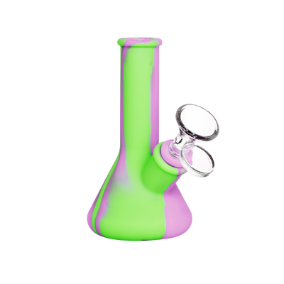 Silicone Travel Beaker Bong | Pink Green