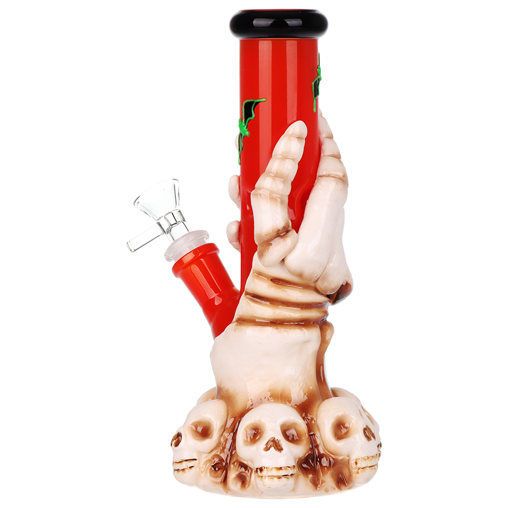 Skeleton's Grasp Straight Tube Bong | Back View