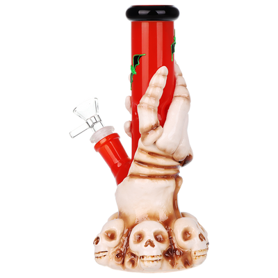 Skeleton's Grasp Straight Tube Bong | Back View