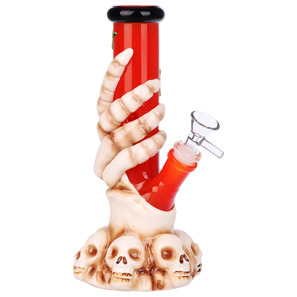 Skeleton's Grasp Straight Tube Bong | Front View