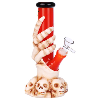 Skeleton's Grasp Straight Tube Bong | Front View