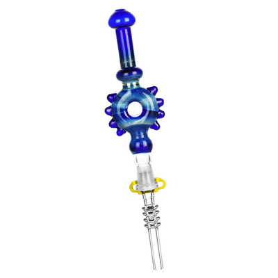 Studded Donut Dab Straw | Quartz Tip | Blue