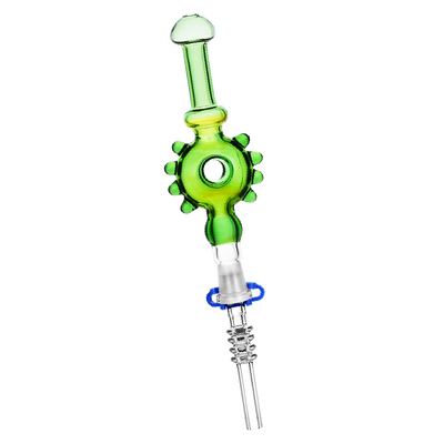 Studded Donut Dab Straw | Quartz Tip | Green