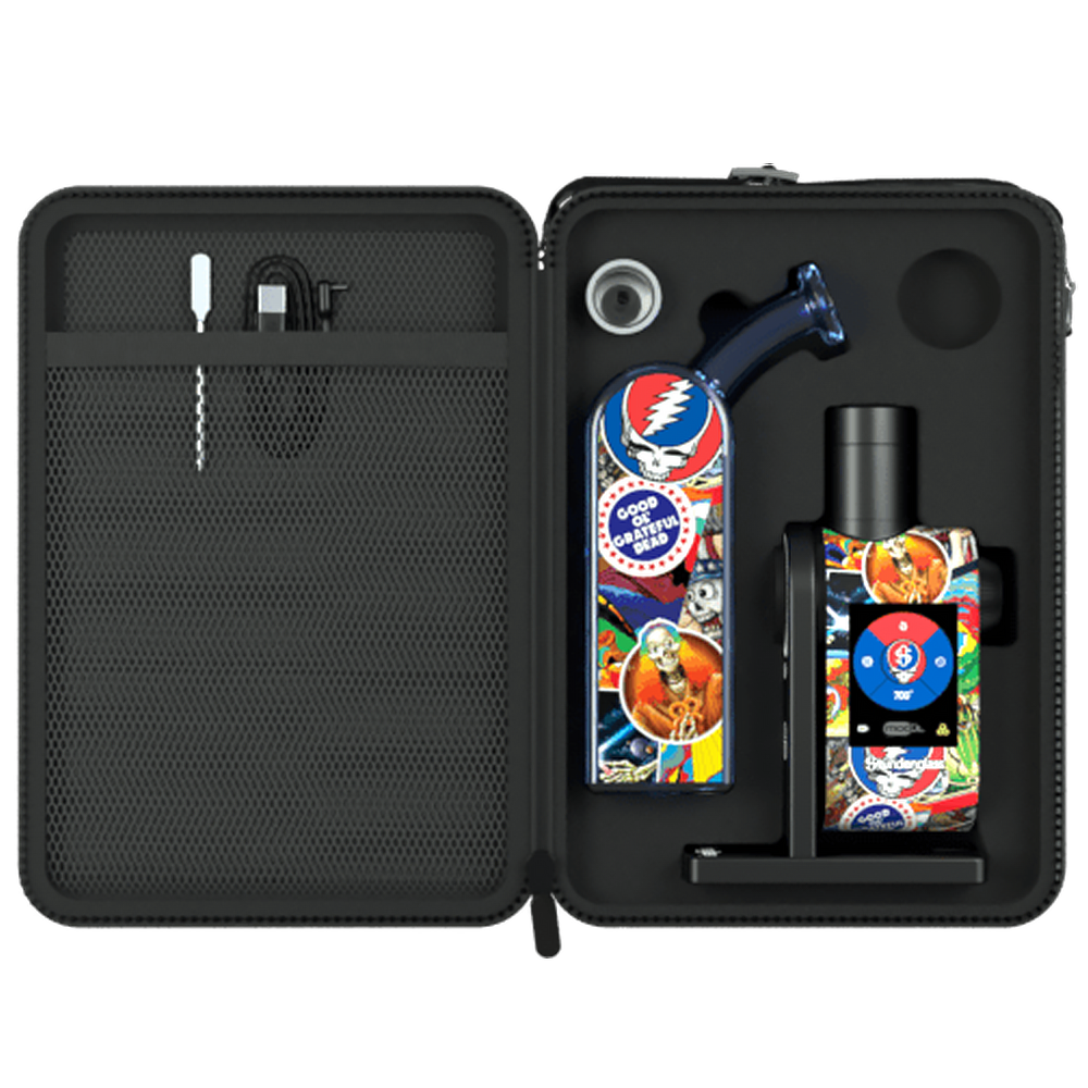 Stündenglass Modül Dok Deluxe Travel Kit | Grateful Dead Legacy Patchwork | Case Open View