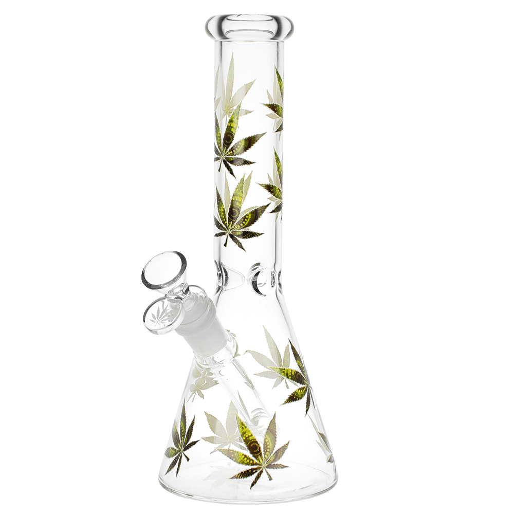 Stylized Leaf Glow Beaker Bong