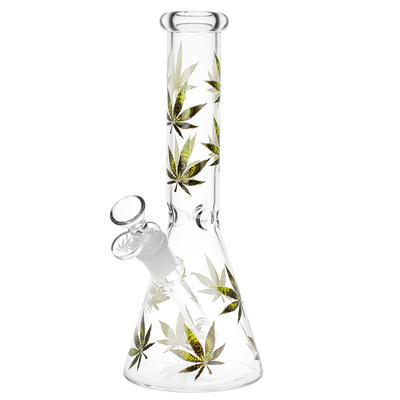 Stylized Leaf Glow Beaker Bong