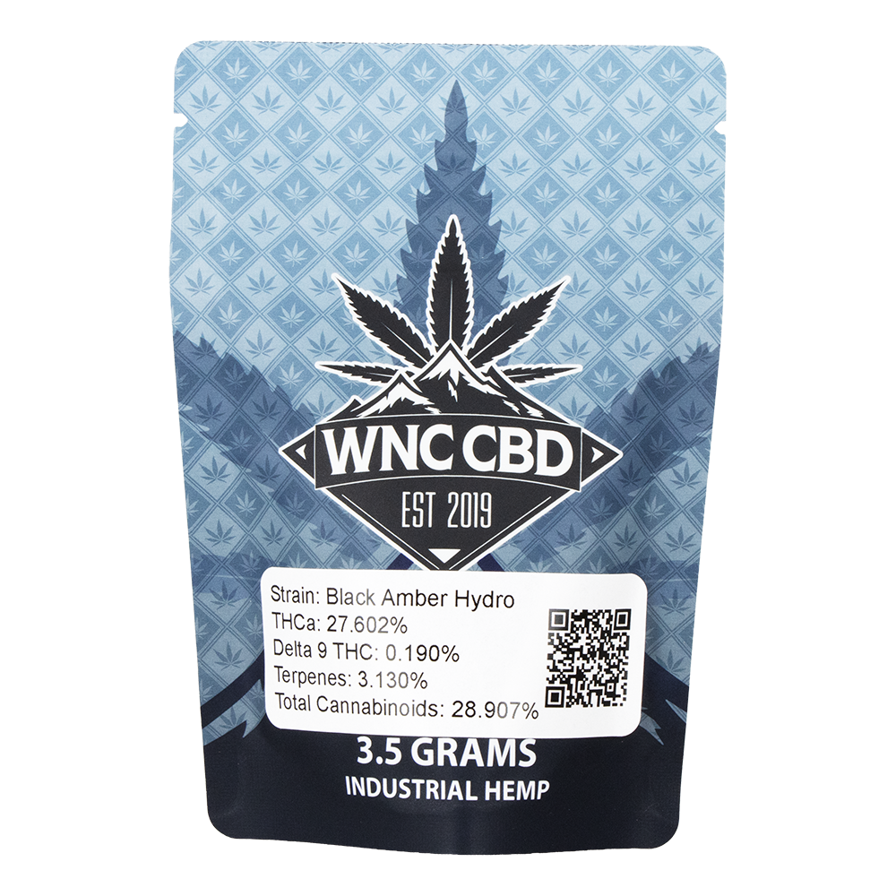 WNC THCA Indoor Hydro Flower | Black Amber | 3.5 Gram Packaging