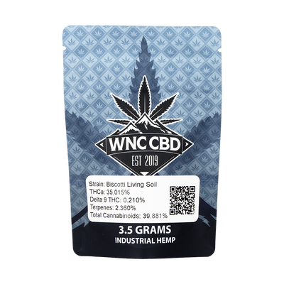 WNC THCA Indoor Living Soil Flower | Biscotti | 3.5 Gram Package