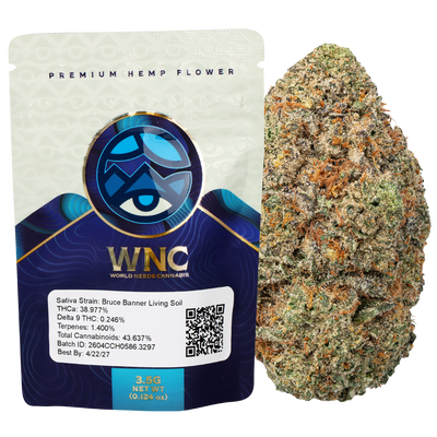 WNC THCA Indoor Living Soil Flower | Bruce Banner | 3.5 Gram Packaging