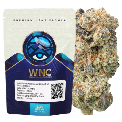 WNC THCA Indoor Living Soil Flower | Gastronaut | 3.5 Gram Packaging