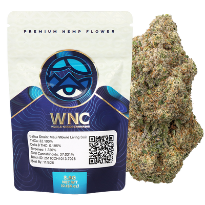 WNC THCA Indoor Living Soil Flower | Maui Wowie | 3.5 Gram Packaging