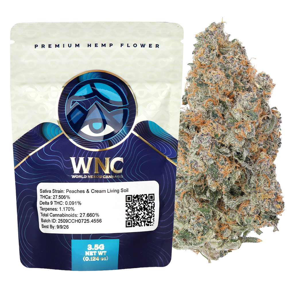 WNC THCA Indoor Living Soil Flower | Peaches & Cream | 3.5 Gram Packaging