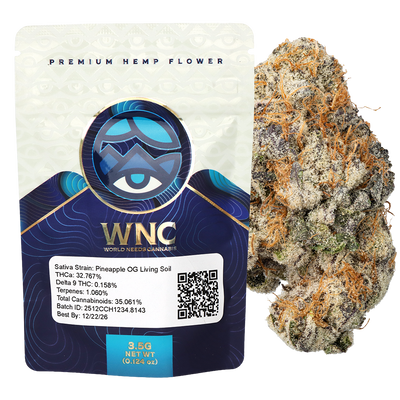 WNC THCA Indoor Living Soil Flower | Pineapple OG | 3.5 Gram Packaging