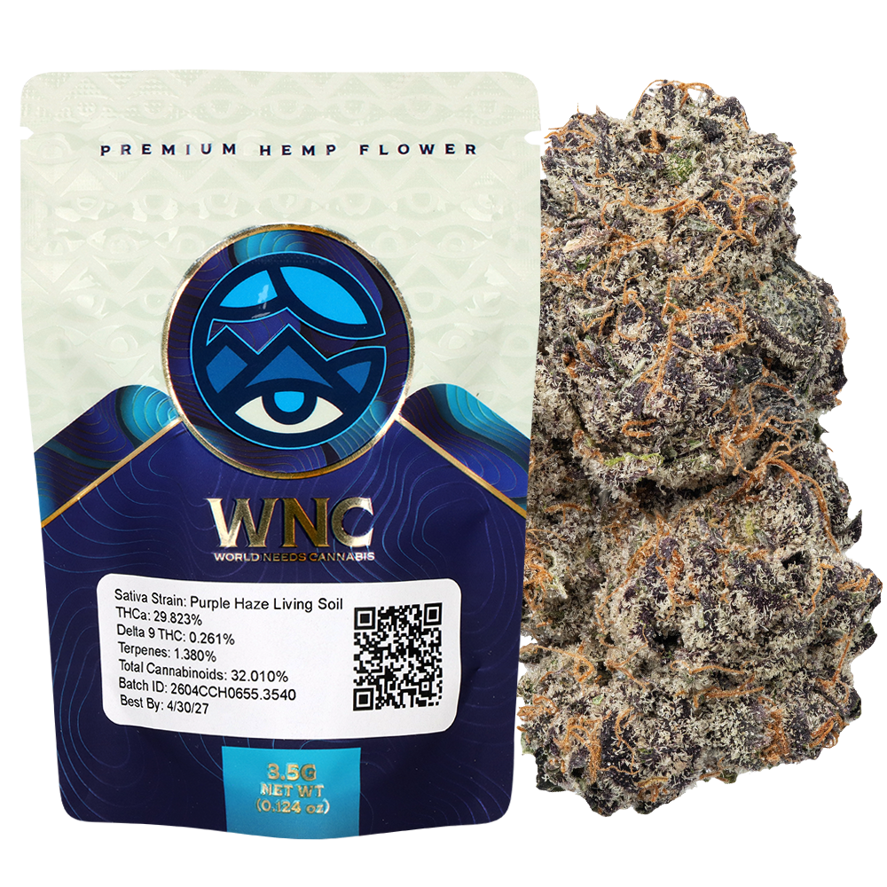 WNC THCA Indoor Living Soil Flower | Purple Haze | 3.5 Gram Packaging