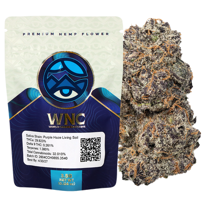 WNC THCA Indoor Living Soil Flower | Purple Haze | 3.5 Gram Packaging