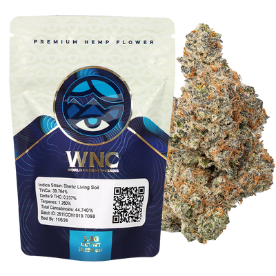 WNC THCA Indoor Living Soil Flower | Sherbz | 3.5 Gram Packaging