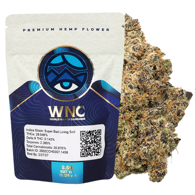 WNC THCA Indoor Living Soil Flower | Super Bad | Packaging