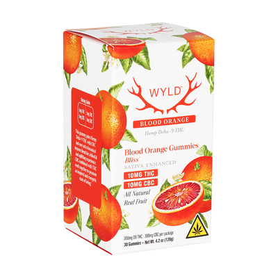 WYLD D9 Blend Gummies | Blood Orange | 30 Count Packaging
