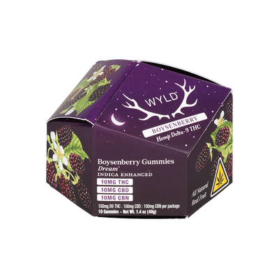 WYLD D9 Blend Gummies | Boysenberry | 10 Count Packaging