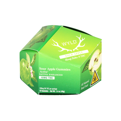 WYLD D9 Gummies | Sour Apple | 10 Piece Packaging