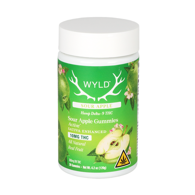 WYLD D9 Gummies | Sour Apple | 30 Piece Jar